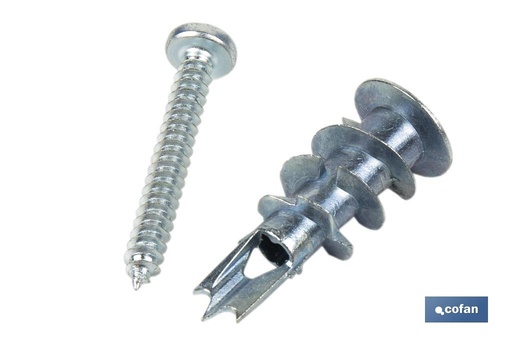 [07890001] Taco de Zamak metálico con tornillo DIN 7981 para Placas