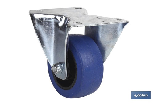 Rueda de goma azul fija