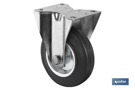 Rueda de goma y metal con soporte fijo