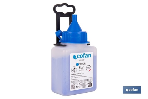 Frasco de polvo azul de trazado