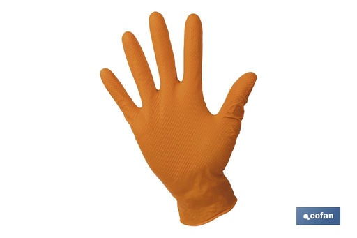 Caja de 100 guantes de nitrilo con textura diamantada