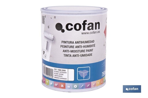 Pintura antihumedad sintética blanca satinada
