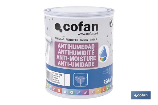 Pintura antihumedad al agua en blanco mate