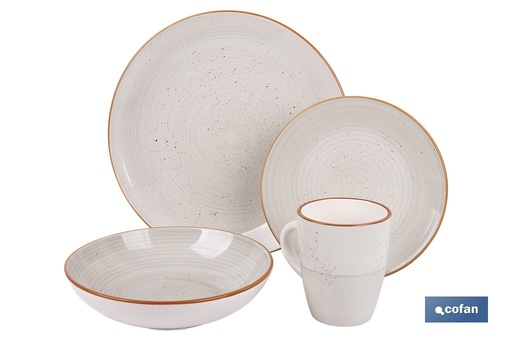 [40011231] Vajilla de cerámica color beige pintada a mano