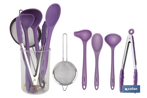 [41001822] Set de 6 utensilios morados para cocina de la gama Vergini