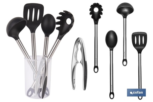 [41001823] Set de 6 utensilios negros para cocina de la gama Neige