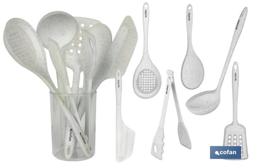 [41001824] Set de 7 utensilios blancos para cocina de la gama Bach