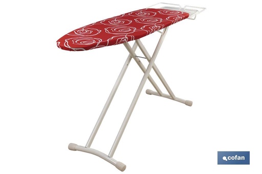 [41004106] Tabla de planchar en color rojo con flores blancas