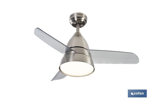 [41004166] Ventilador de techo de 3 aspas con acabado en acero y con luz led