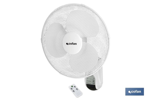 [41004167] Ventilador de pared con temporizador y mando a distancia