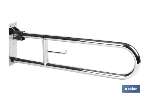 [43001063] Barra de Apoyo Abatible Vertical con Accesorio para Papel Higiénico