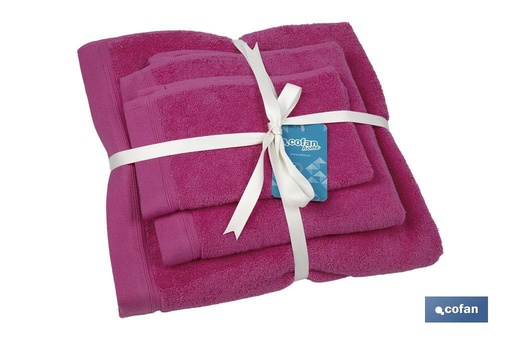[43001110] Juego de 3 toallas de color fucsia con 580 g/m2