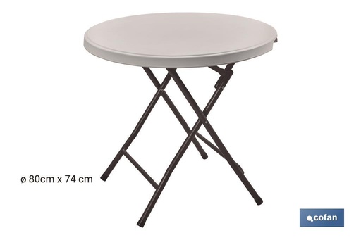 [43051017] Mesa plegable redonda de color blanco