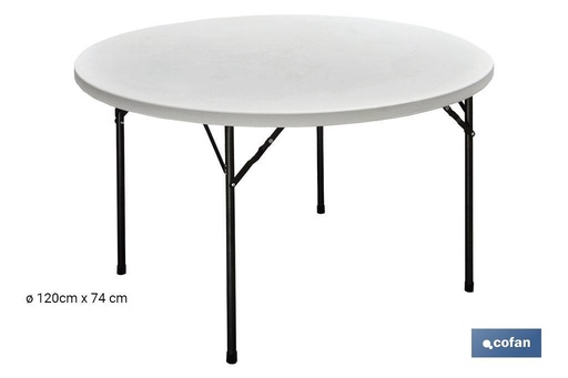 [43051018] Mesa plegable redonda de color blanco