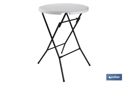 [43051020] Mesa alta plegable redonda de color blanco