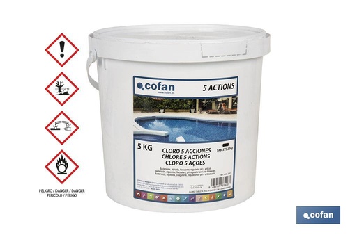 [43052001] Cloro 5 Acciones para piscinas