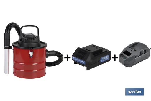 [50003315] Pack Aspirador de Cenizas + Batería 1.5 Ah + Cargador