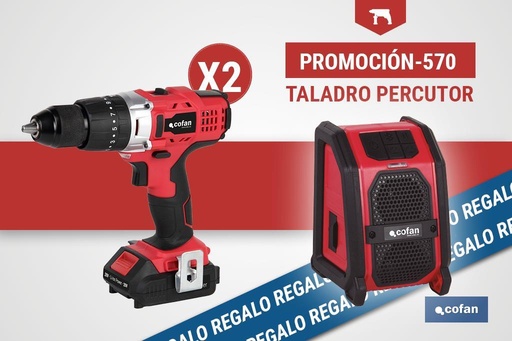 [50003316] Pack de 2 taladros percutores a batería + altavoz Bluetooth de regalo