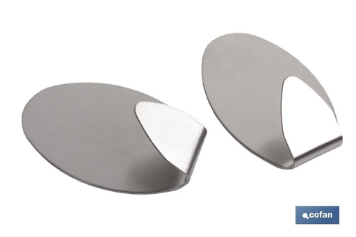 [61001392A] Colgador Auto-Adhesivo Oval Inox Grande