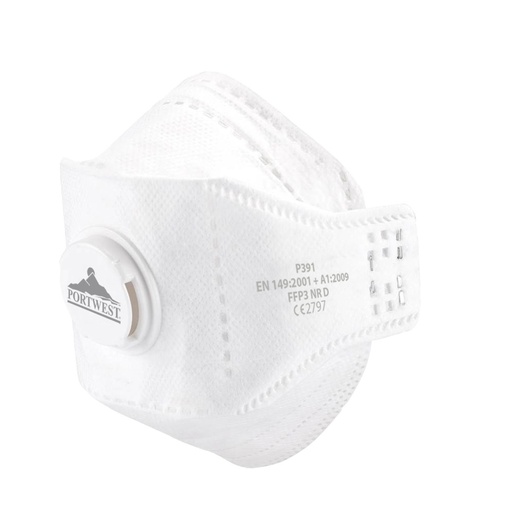 [P391WHR] P391 - Mascarilla EAGLE Dolomite plegable, con válvula FFP3  Blanco. cajas de  10  unidades