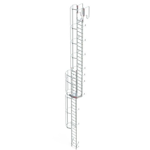 SVS1 | Escalera vertical de seguridad con jaula y descansillo