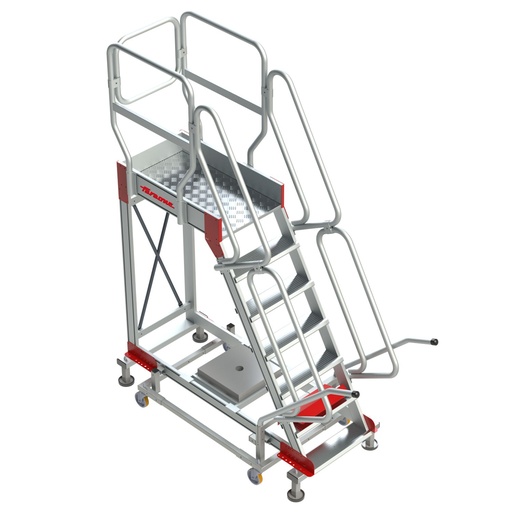 SY60 | Escalera de aluminio con plataforma y cuatro ruedas