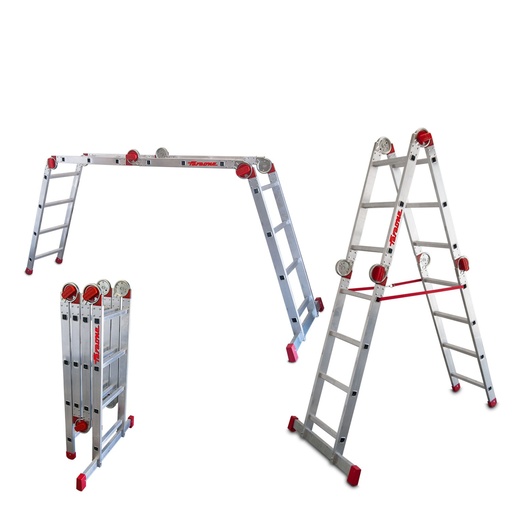 [EA614.] EA614 | Escalera articulada multiusos super Profesional en aluminio de 14 peldaños .
