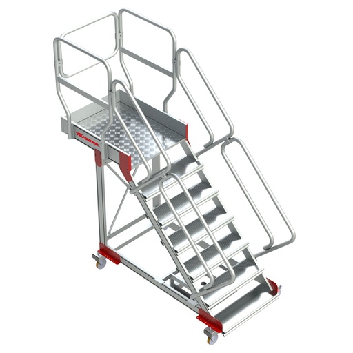 SB45 | Escalera de aluminio con plataforma y vuelo| Inclinación de 45º