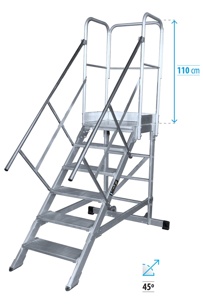 Escalera profesional móvil con plataforma y protección perimetral