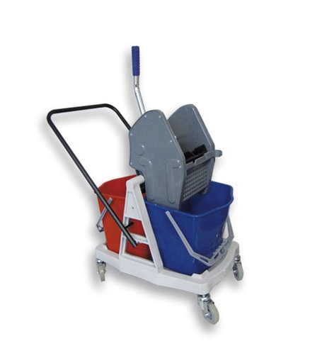 [04228] CARRO DOBLE ECO+2 CUBOS 18L+PRENSA+MANIL
