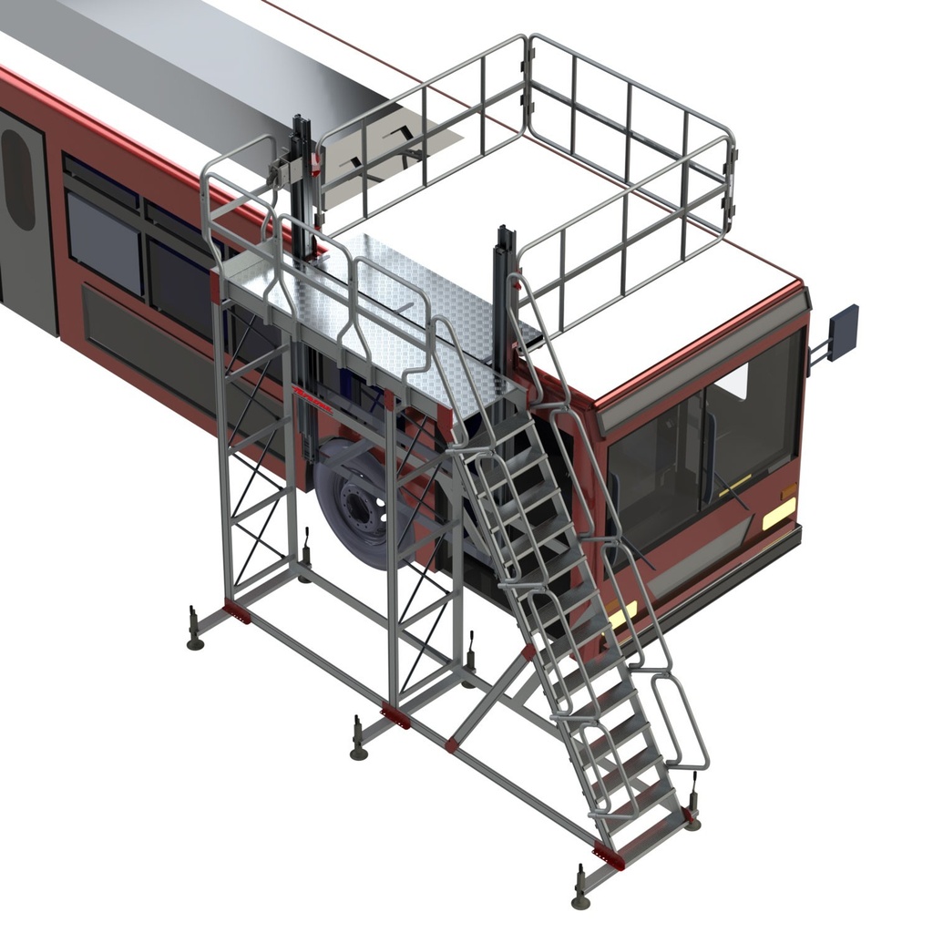 Escalera con plataforma y barandilla regulable TSA-S