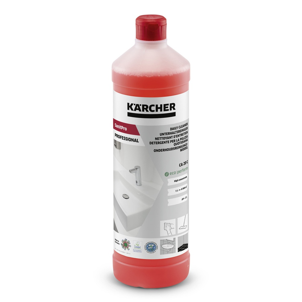 Detergente para la limpieza de mantenimiento SanitPro CA 20 C eco!perform, 1 Litro, Ref. 6.295-679.0, Caja de 12 Uds