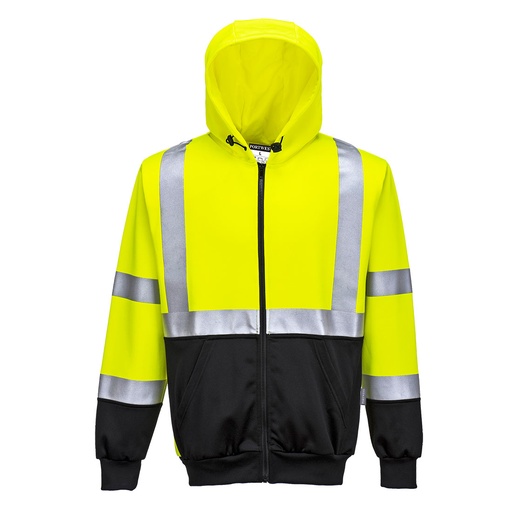 B315 - Sudadera de alta visibilidad bicolor, con capucha y cremallera