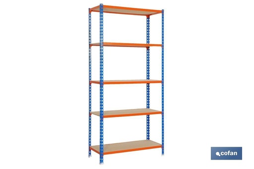 [09401210] ESTANTERÍA AZUL/NARANJA 5 BALDAS DE MADERA 2000 X 1000 X 500 MM