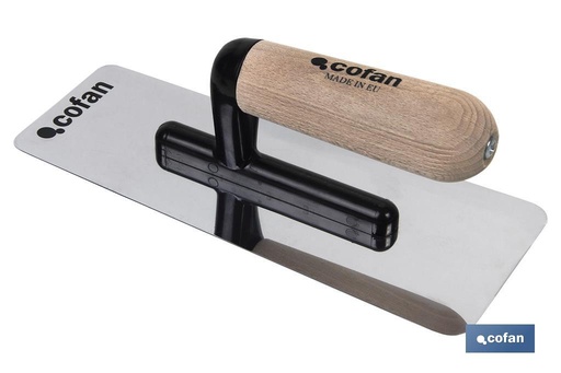 [09517195] LLANA ACERO INOX PULIDO ANTI QUEMADURAS MANGO MADERA 240X100X0,6